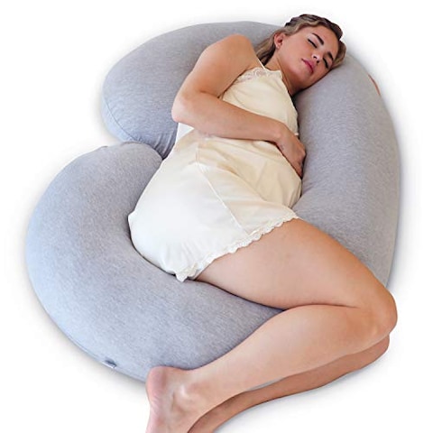 Pharmedoc Pregnancy Pillows C Shape Full Body Pillow And Maternity Support Grey Jersey Cover Support For Back Hips Legs Belly A Must Have For