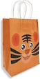 Party Time 12pcs Tiger Kraft Bags for Safari Theme Party Supplies, Animal Gift Bags, Souvenier Bags, Candy Bags with Handle for Party Favors- Safari Birthday Party Supplies
