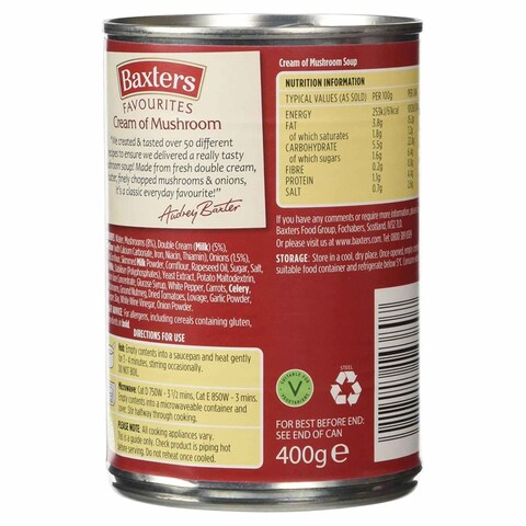 Baxters Flavourites Cream Of Mushroom Soup 400g