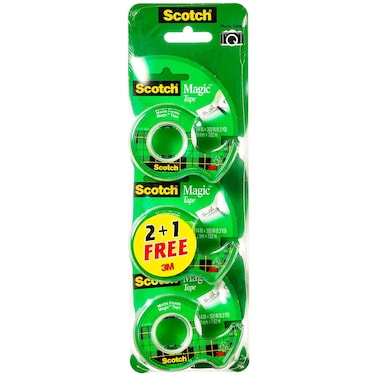 3M Scotch Magic Tape with Dispenser Green 3 PCS
