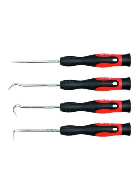 4-Piece Pick And Hook Set Black/Red/Silver