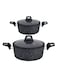 ROYALFORD 7-Piece Chef Art Aluminum Cookware Set Black
