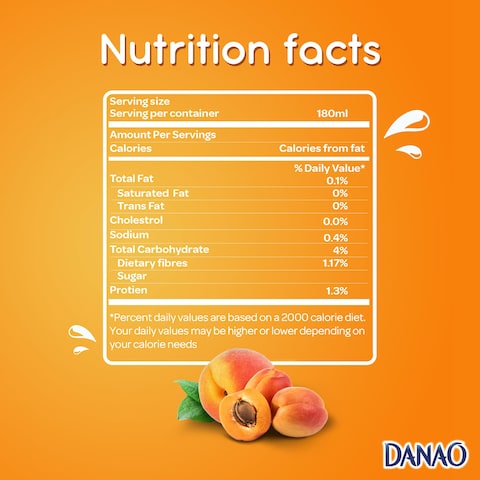 Danao Peach And Apricot Juice Drink With Milk 180ml Pack of 6