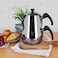 Serenk Traditional Turkish Tea Pot Stainless Steel Double Tea Pots Stove Top Turkish Tea Kettle Rapid Boil Turkish Teapot with Insulation Base Kettle and Tea Pot Set