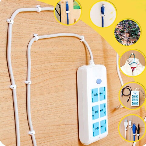 AL ARQAM 8mm Cable Clips - 100 Pcs, White - Secure Cord Clips with Steel Nails for Round Cables, Indoor &amp; Outdoor Use