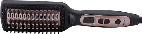 Geepas 2-In-1 Hair Brush 45W Straightener Brush With Ceramic Anti Scald Hair Brush, Travel Voltage Brush, Auto Shut Off With LED Display and Heating Function, 2 Years Warranty