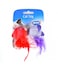Duvo Assortment birds with feather Red/purple 13 x 10 x 3.5cm - 2 Pcs