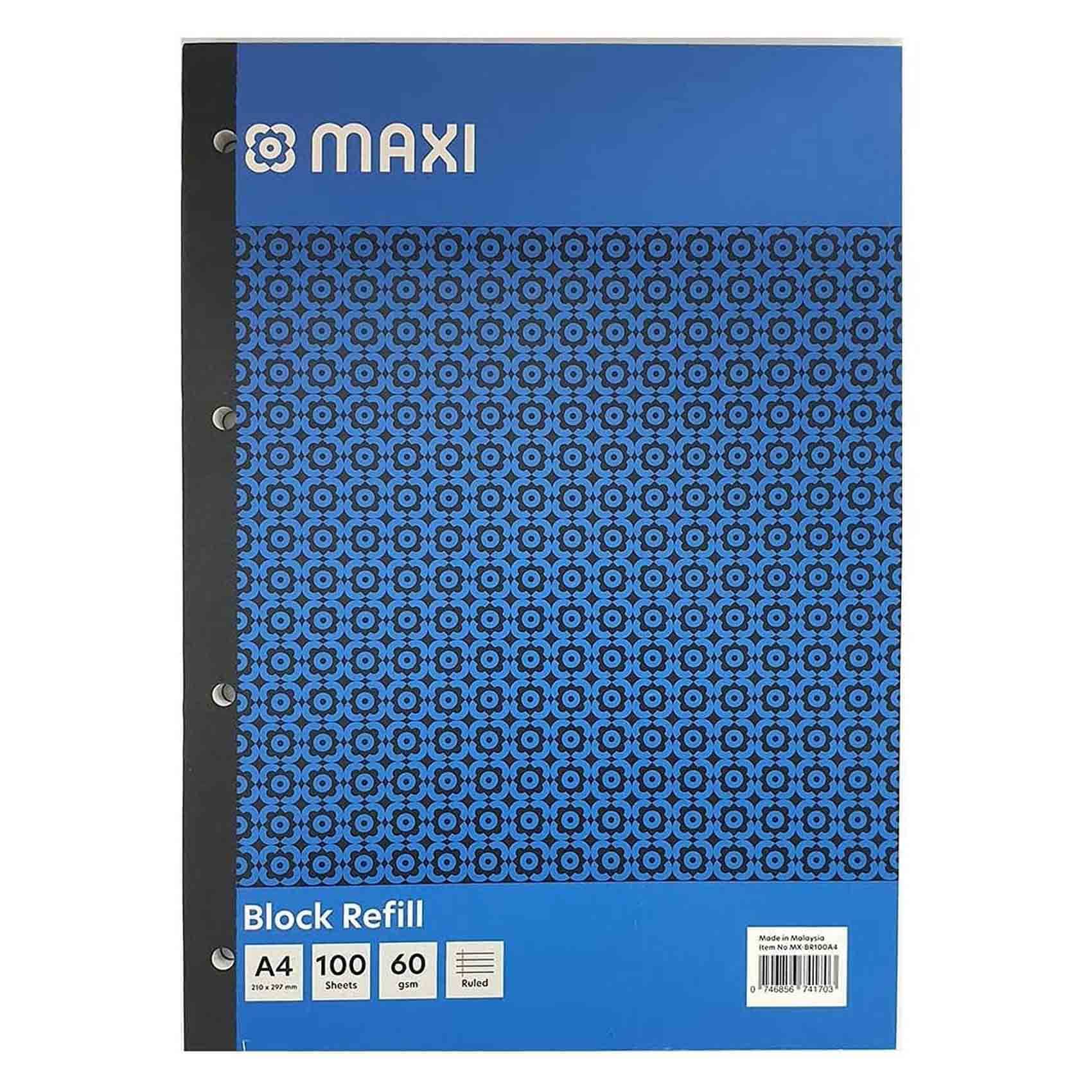 Buy Maxi A4 Block Refill Ruled Pad 100 Sheets Blue Online | Carrefour UAE