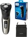 Philips Razor Series 3000 Electric Wet and Dry Shaver with Fold-Out Trimmer and Travel Case (Model S3230/52) Ash Gold