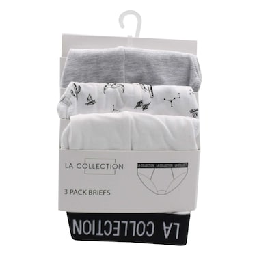 La Collection Briefs For Men L 3 Pieces Grey Marl/White