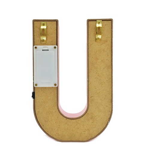 LED Marquee Letter Light Sign Wooden Pink (U) 25cm
