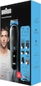 Braun MGK 3245 All-in-one Trimmer 7-in-1 Beard Trimmer, Hair Clipper, Detail Trimmer, Rechargeable, with Gillette ProGlide Razor, Black/Blue