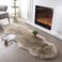Generic Ultra Soft Fluffy Rug Beige Faux Sheepskin Fur Area Rug Shaggy Couch Cover Seat Cushion Furry Carpet Beside Rugs, 2X6 Feet Serissa (Sheepskin Shape, Beige)