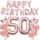 Party Time Best-Quality Rose Gold Birthday Party Decoration Happy Birthday Banner Rose Gold and Confetti Balloon Birthday Party Decorations For 18th 21st 30th 40th 50th Birthday - 50th Birthday Decora