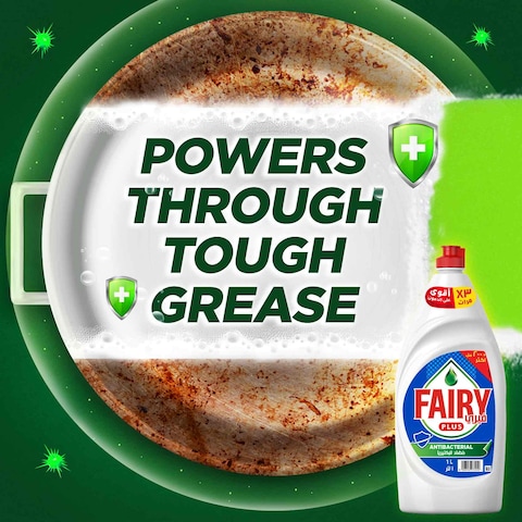 Fairy Plus Antibacterial Dishwashing Liquid Soap With alternative power to bleach 1L