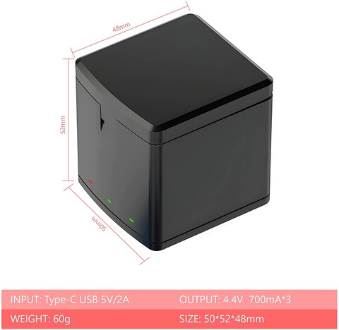 DMK Power AHDBT-901 3 Channel LED Type C USB Battery Charger Storage Box Compatible with Hero 9/10 Black Action Camera Batteries