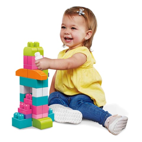 Fisher-Price Mega Bloks First Builders Big Building Block Bag Set 60 Pieces 1+ Years Pink