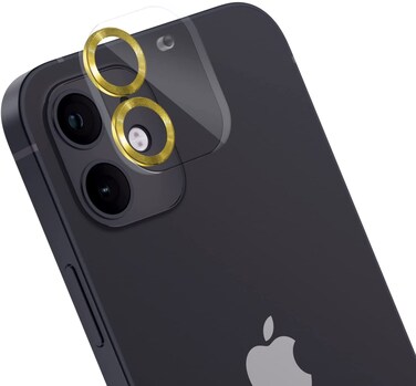 Moxedo Camera Lens Protector, 9H Tempered Glass, Scratch Resistant Aluminum Alloy Frame Camera Cover Screen Protector Compatible for iPhone 11/12 Mini 5.4 inch (PLATINUM GOLDEN)