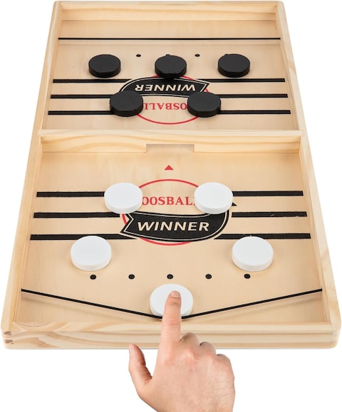 Generic Large Sling Puck Game, Foosball Winner Board Game, Wooden Hockey Table Game, Fast Paced Slingshot Game Board, Rapid Sling Table Battle Speed String Puck Game For Kids Adults &amp; Family Party