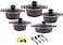 Dessini 17Pcs Non Stick Granite Cookware Set, 20, 24, 28, 32cm Casserole, 28cm Shallow Casserole, 7Pcs Cooking Tools, Healthy 100% PFOA Free, Oven Safe