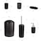 Bathroom Accessories Set 6 Piece Bath Ensemble with Smooth Surface Includes Soap Dispenser, Toothbrush Holder, Toothbrush Cup, Soap Dish for Decorative Countertop and Housewarming Gift, Black