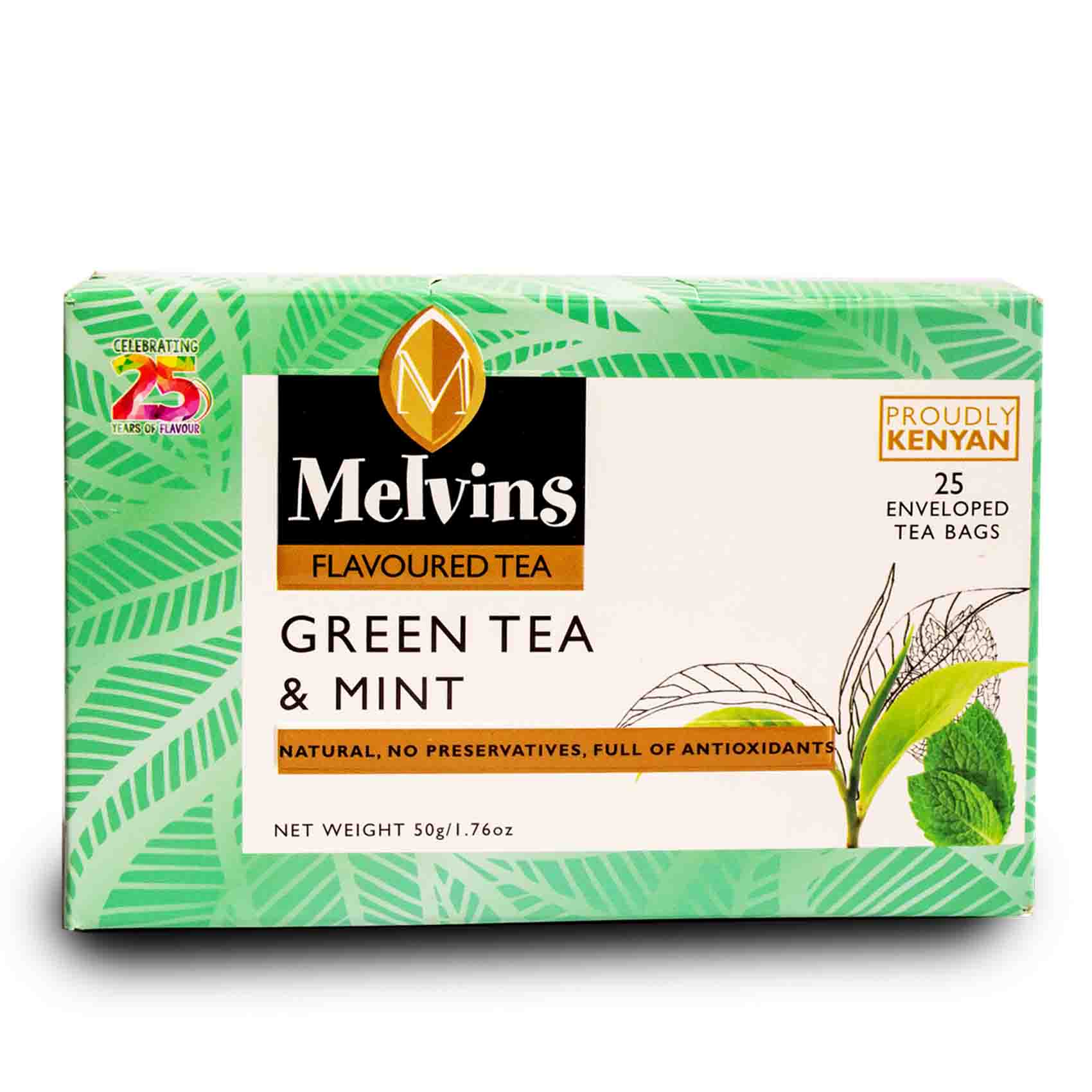 Melvins Green Tea With Mint Tea Bags 25&#39;S