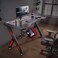 Karnak Master Gaming Desk With Remote Control RGB Lights Pc Computer Gaming Table Y Modern Shaped Gamer Home Office Computer Desk Table With Handle Rack Cup Holder Headphone Hook Size 140x65x75cm