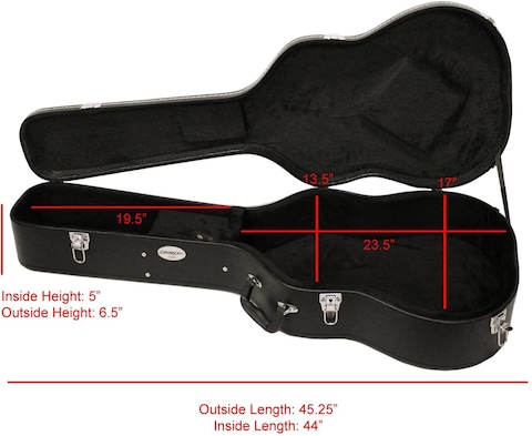 Acoustic Dreadnought Guitar Hardshell Carrying Case Microgroove Flat Guitar Case (40, 41 Inch Guitar Leather Case, Black)