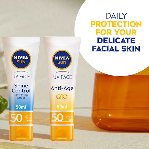 NIVEA SUN Face Cream UV Anti-Age Sunscreen Face Protection SPF 50 Tube 50ml