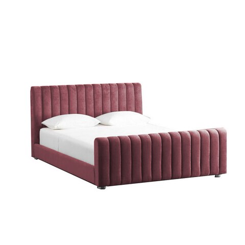 إن هاوس مارتوس هيكل سرير منجد بالمخمل - نفر ونص - 200×150 سم - زهري غامق