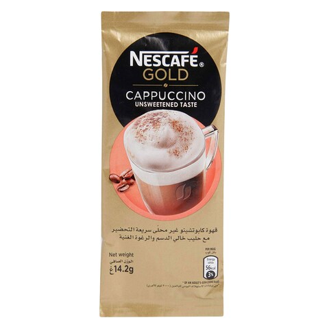 Nescafe Gold Unsweetened Cappuccino Instant Coffee 14.2g x Pack of 8