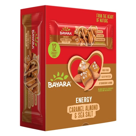 Bayara Caramel Almond And Sea Salt Energy Bar 40g x Pack of 12