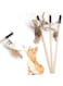 Vsell24 4PC Cat Teaser Playing Stick &amp; Feather Interactive Teasing Wand Toy Cat Teaser Catcher Exercise Playing Fun Toys Pet Supplies Play with Cat
