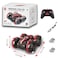 Kidwala RC red &amp; black car with USB Charging data cable, LED lights 360 degree rapid rotation double sides roll over climbing rock drift car, smoke waterproof stunt car amphibious toy for boys