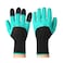 KKmoon-Garden Genie Gloves Waterproof Garden Gloves with Claw for Digging Planting Universally Free Size  Green