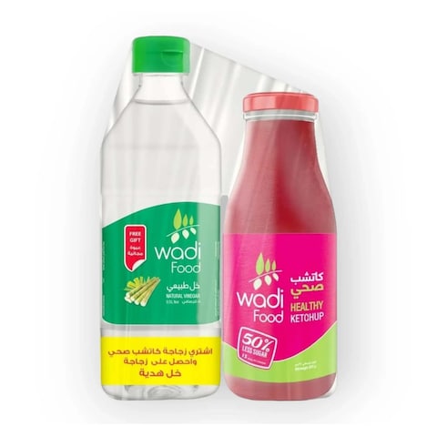 Wadi Food Plain Healthy Ketchup - 320 gm + Natural Vinegar - 500 ml