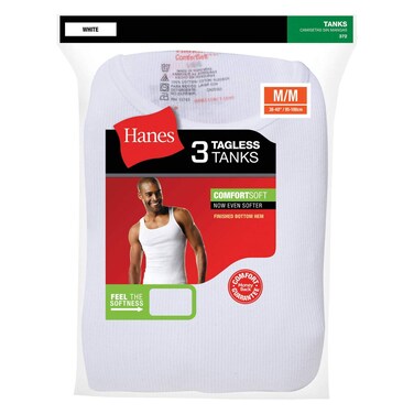 هانس صدرية رجالي مقاس وسط ابيض × 3 قطع