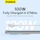 Baseus 100W USB A To USB C Charger Cable, (1.2M) 6A PD Fast Charging Data Cable Type C Cable For iPhone 15/15 Plus/15 Pro Max/MacBook Pro Samsung S22/21/20/Note20 And All Type-C Mobile Phone White