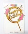 Party Time Round Floral Design Acrylic Golden Color Happy Birthday Cake Topper for Birthday Decoration/Happy Birthday Cake Decoration Item - Cake Topper