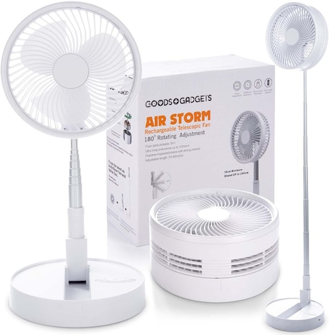 Fitto Table &amp; Stand Fan, Rechargeable Battery, 7200mAh, Quiet, Portable