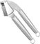 Nuovoware Garlic Press, Premium Stainless Steel Garlic Mincer and Squeezer, Ergonomic Design, Crush Garlic Cloves &amp; Ginger with Ease, Silver