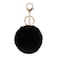 O Ozone Fur Keychain Pompoms Soft Fluffy Keyring For Handbags, Purse [Compatible For Buds Live Cases, Airpod Cases] - Black
