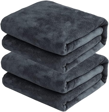 2-Pc Microfiber Bath Towel Grey 70x140cm, Soft, Durable, Super Absorbent Fast Drying and No Fading Multipurpose Towel
