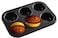 Bhavyam 6 Cups Reusable Carbon Steel Non Stick Biscuit, Brownie, Dessert, Cup Cake, Muffin Mould Tray pan for Microwave Oven at Home Baking equipments(1 pcs/Black)