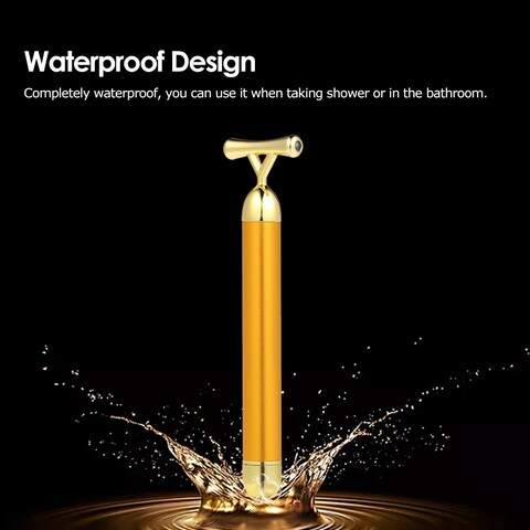 Generic-High Frequency Vibration 24K Gold Plated Energy Beauty Bar Massager Anti-aging Face Eye Wrinkle Eraser Firming Roller Stick