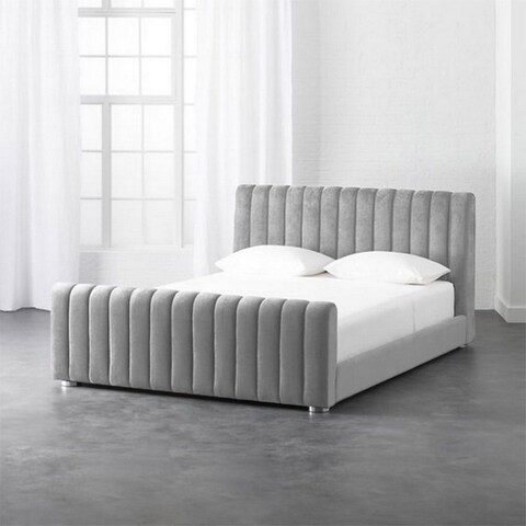 إن هاوس مارتوس هيكل سرير منجد بالمخمل - نفر ونص - 200×150 سم - رمادي