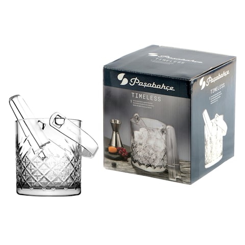 Pasabahce Timeless Ice Bucket With Tongs 1000ml Clear