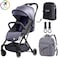 Teknum Grey Travel Lite Stroller + Alameda Diaper Backpack - Large - Grey with Hooks