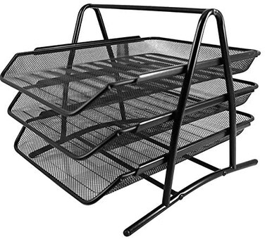 Generic Metal Document Trays Office Mesh File Paper Letter Tray Organiser Holder, Black Bgyp07