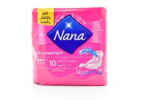 Nana Fresh Protect Normal Sanitary Pads With Ultra Normal Wings White 10 count